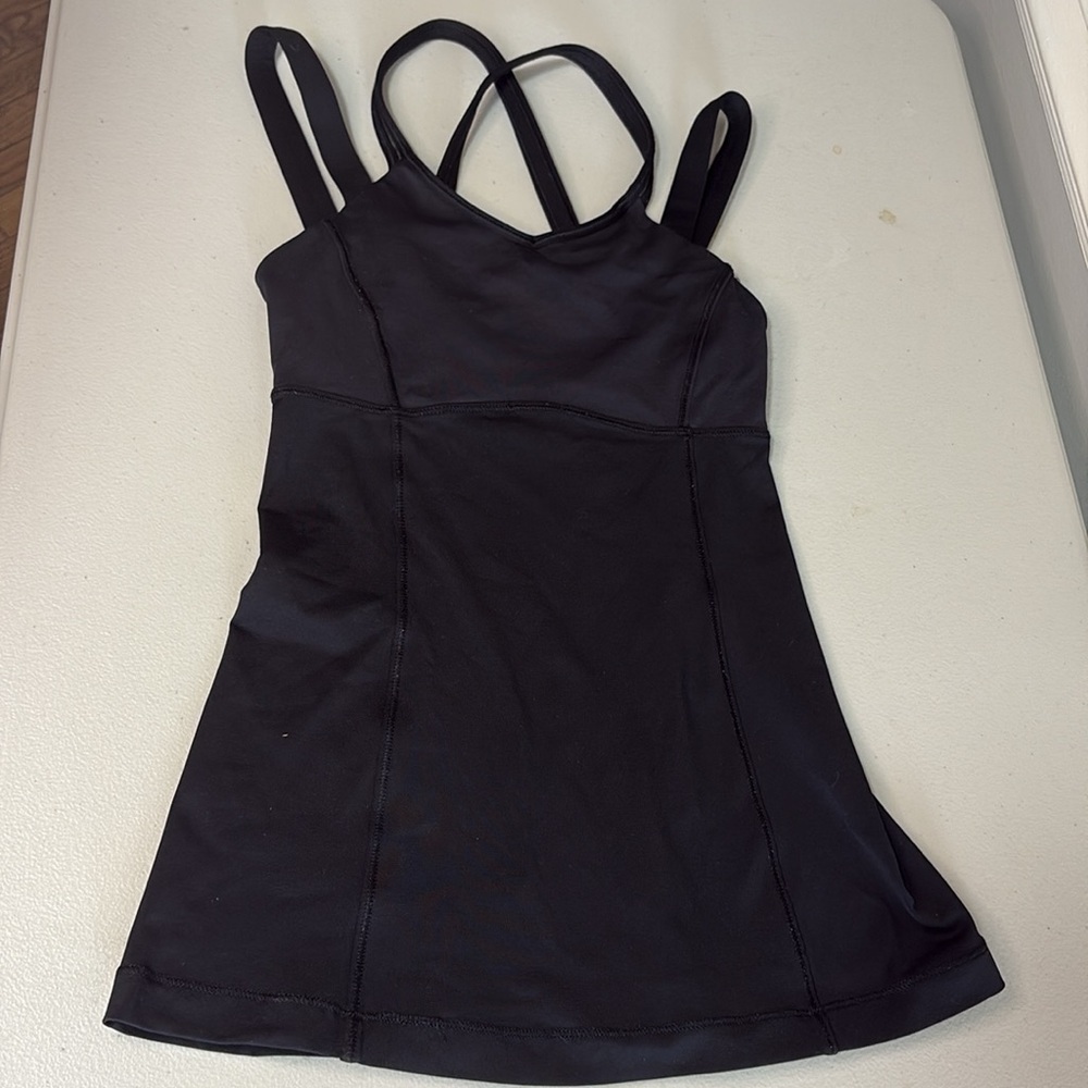 Lululemon Ace Tank in Black with Strappy Cross Back | Size 2 | Yoga Athleisure - Picture 8 of 9